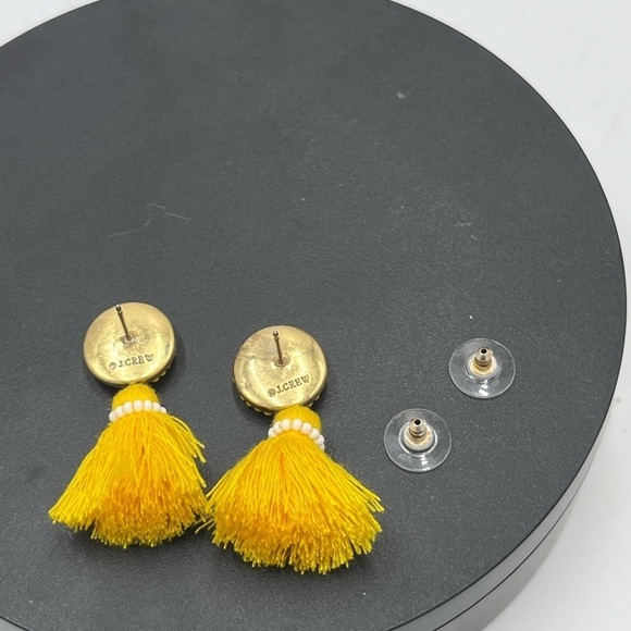 J.Crew Yellow Beaded Stud and Tassel Drop Gold Tone Earrings - Picture 13 of 13
